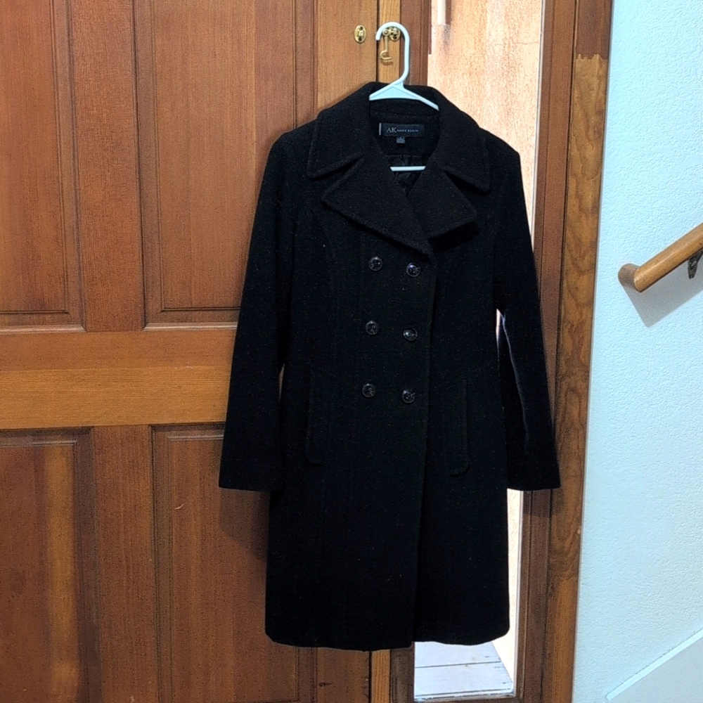 Anne Klein double breasted wool long jacket, small, new without tags
